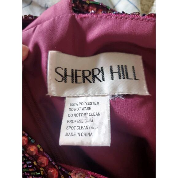 Sherri Hill Ruby Iridescent Beaded Taffeta A-Line Prom Formal Dress, Size 2 - Picture 2 of 15